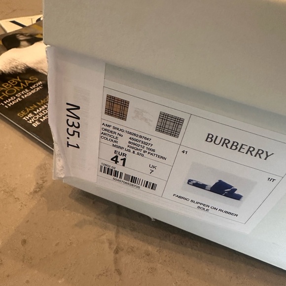 size 41 eu 8 us Burberry Snug Towelling Finish Slide Slippers Knight Blue - Picture 10 of 10